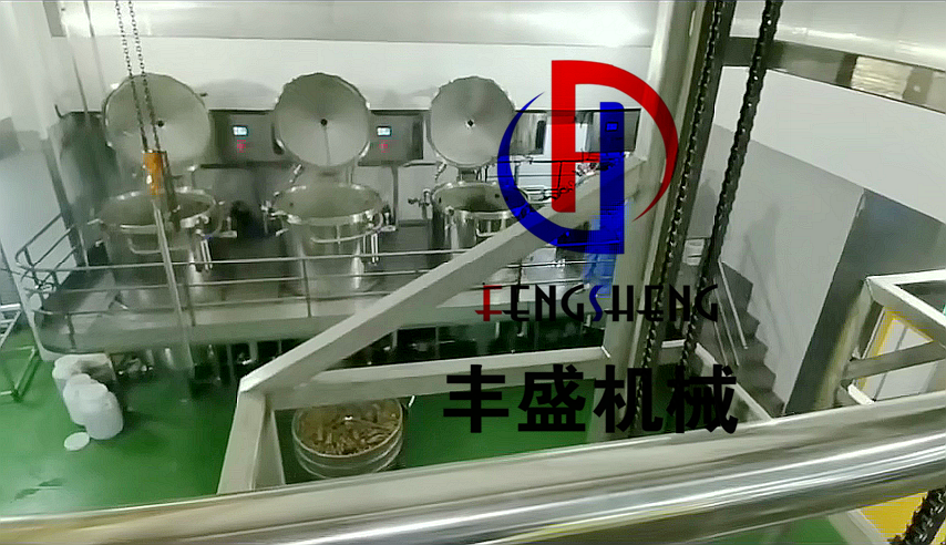 丰盛机械全自动粽子生产线-自动蒸煮-自动拆框-自动叠框-笼框自动周转 